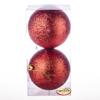 Новогодние шары 10 см  "Глиттер", красный,набор 2 шт