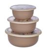 Комплект мисок "Modena" 3 шт. (1,2л+2,1л+3,2л) с крышками с декором (бежевый)