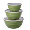 Комплект мисок "Latina" 3 шт. (1,1л+2,1л+3,2л) с крышками с декором (зеленый)