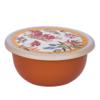 Миска 1,2л с крышкой с декором (оранжевый)