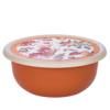 Миска 2,1л с крышкой с декором (оранжевый)