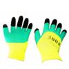 Перчатки нейлоновые, жёлто-зелёные,чёрные пальцы,пена-лат. 1/12/720